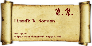 Missák Norman névjegykártya